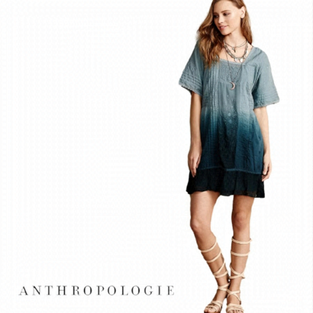 ANTHROPOLOGIE Holding Horses Ocean Dipped Tunic Dress